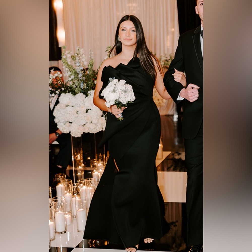 ASOS black one shoulder evening gown size 8
